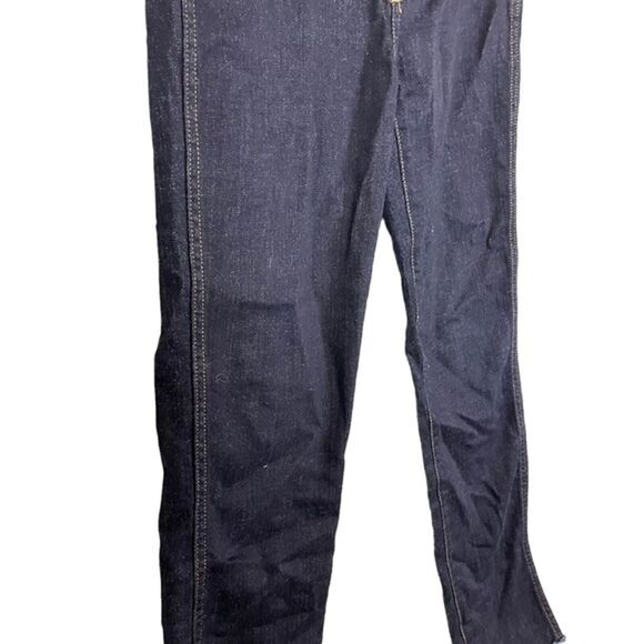 7 SEVEN FOR ALL MANKIND Dark Wash Raw Hem Slim Straight Zip Fly Stretch Jeans 26 - Picture 11 of 16